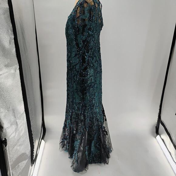 $1295 Rene Ruiz Collection Women's Green Floral Round Neck Gown Dress - Picture 10 of 16